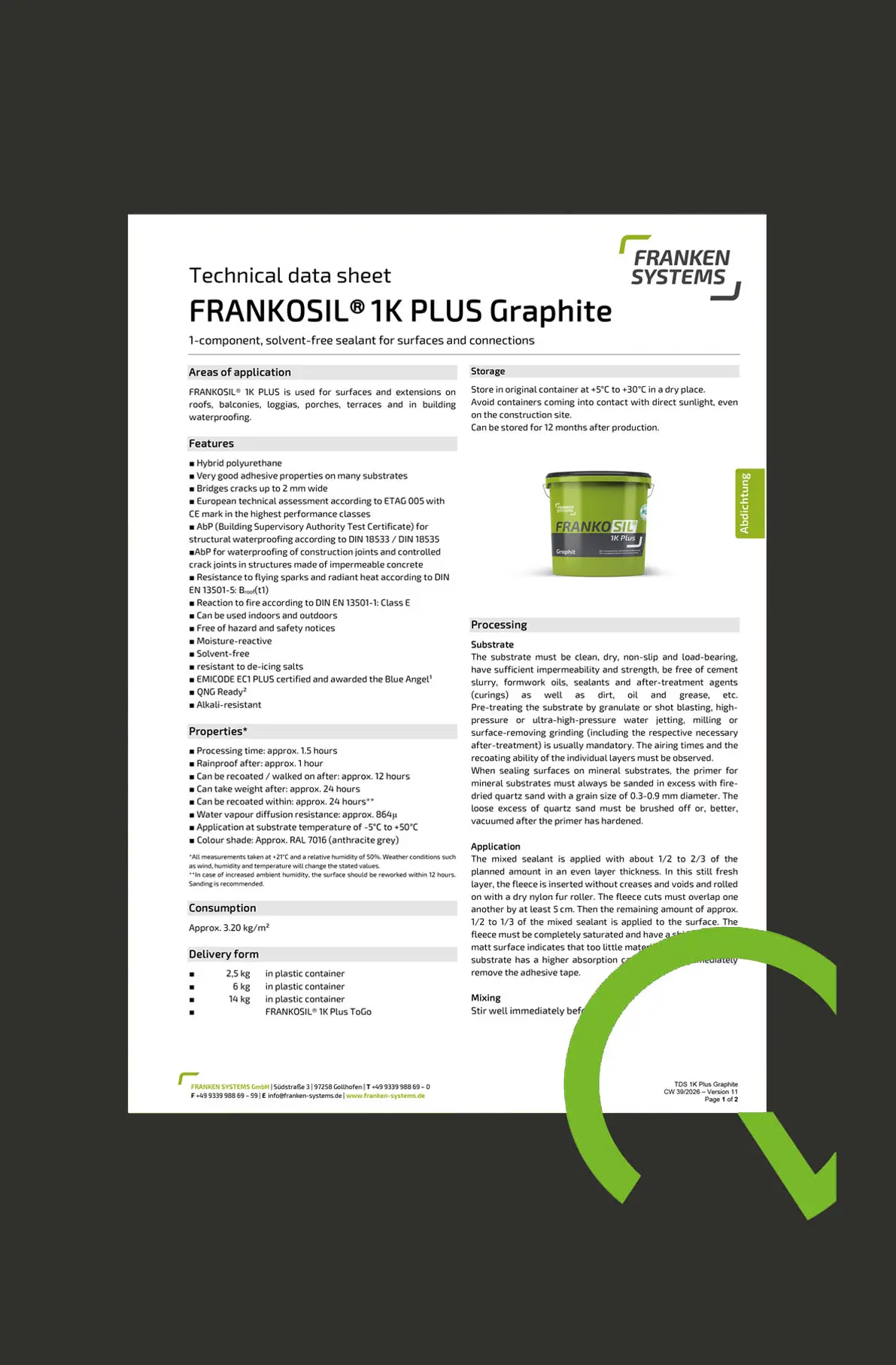 QRS   Datasheet FrankoSil 1K Graphite